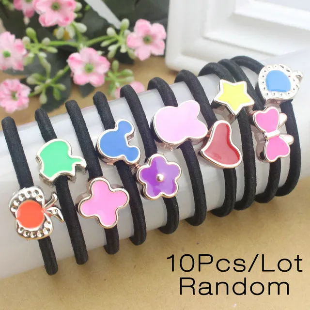 10 Pcs New Korean Fashion Women Hair Accessories Cute Black Elastic Hair Bands Girl Hairband Hair Rope Gum Rubber Band