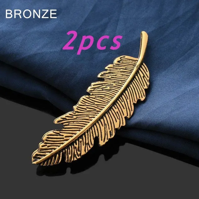 1/2Pcs Fashion Women Leaf Feather Hair Clip Hairpins Girls Headband Barrette Bobby Pin Festival Hair Accessories Gold Silver