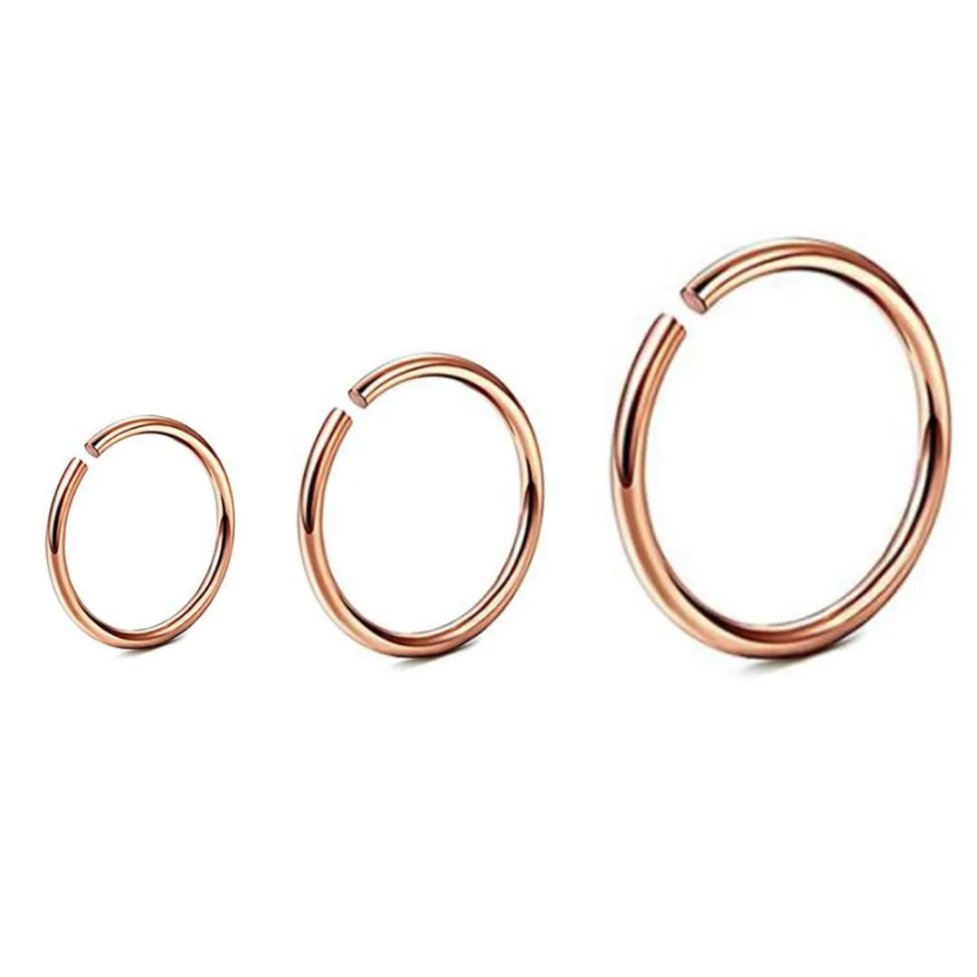 18G Rose Gold Ion Plated Clip on Hoop