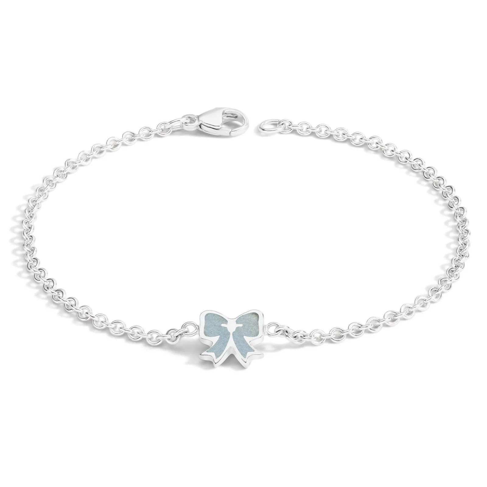 2mm Silver Enamel Bow Bracelet