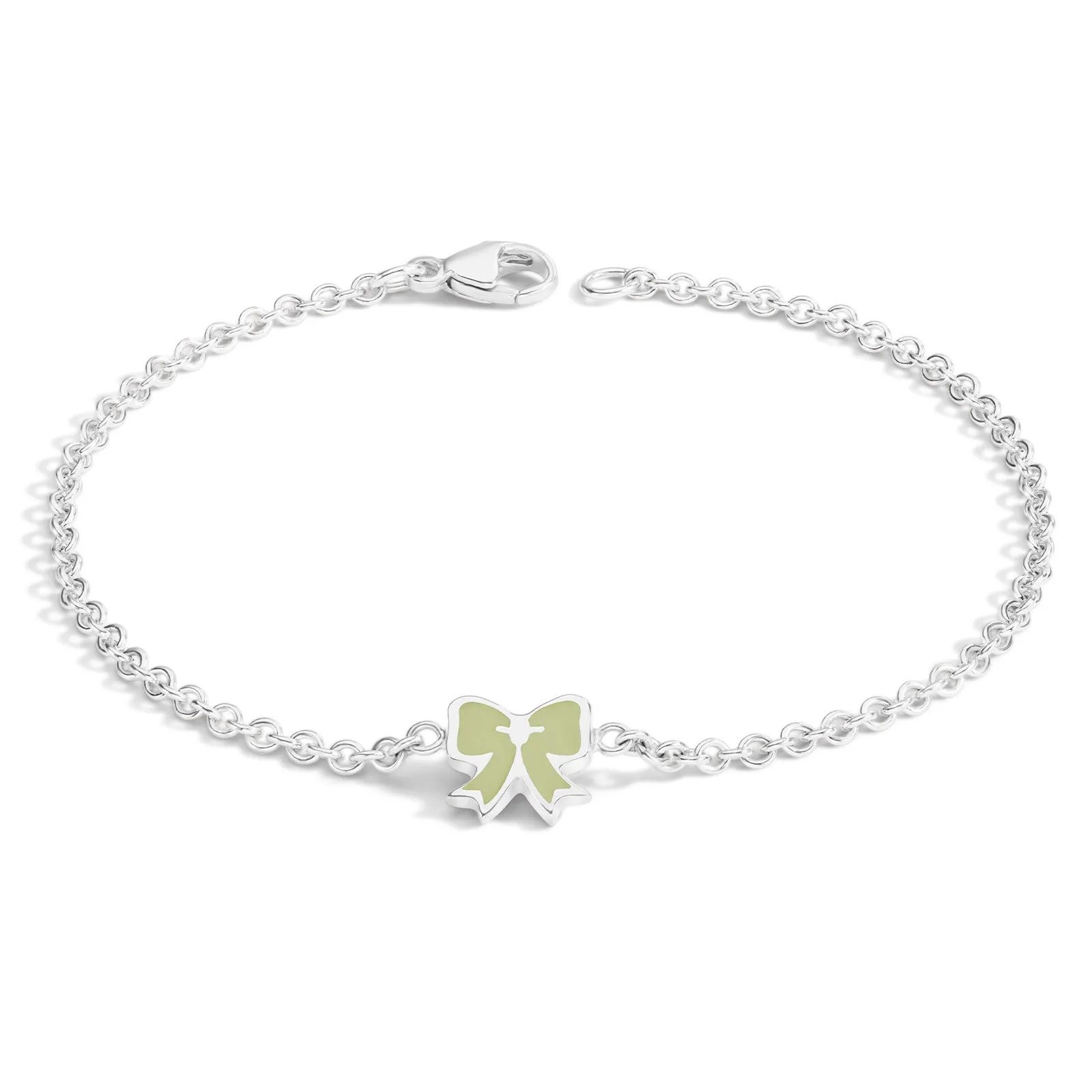 2mm Silver Enamel Bow Bracelet