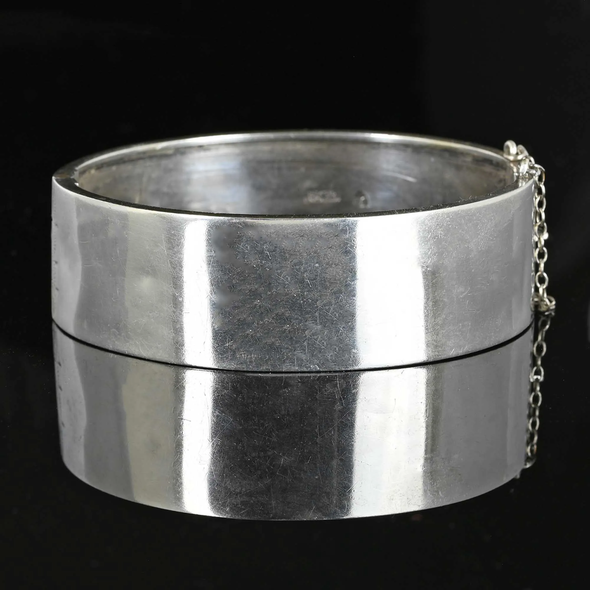 Antique Engraved Sterling Silver Bangle Bracelet