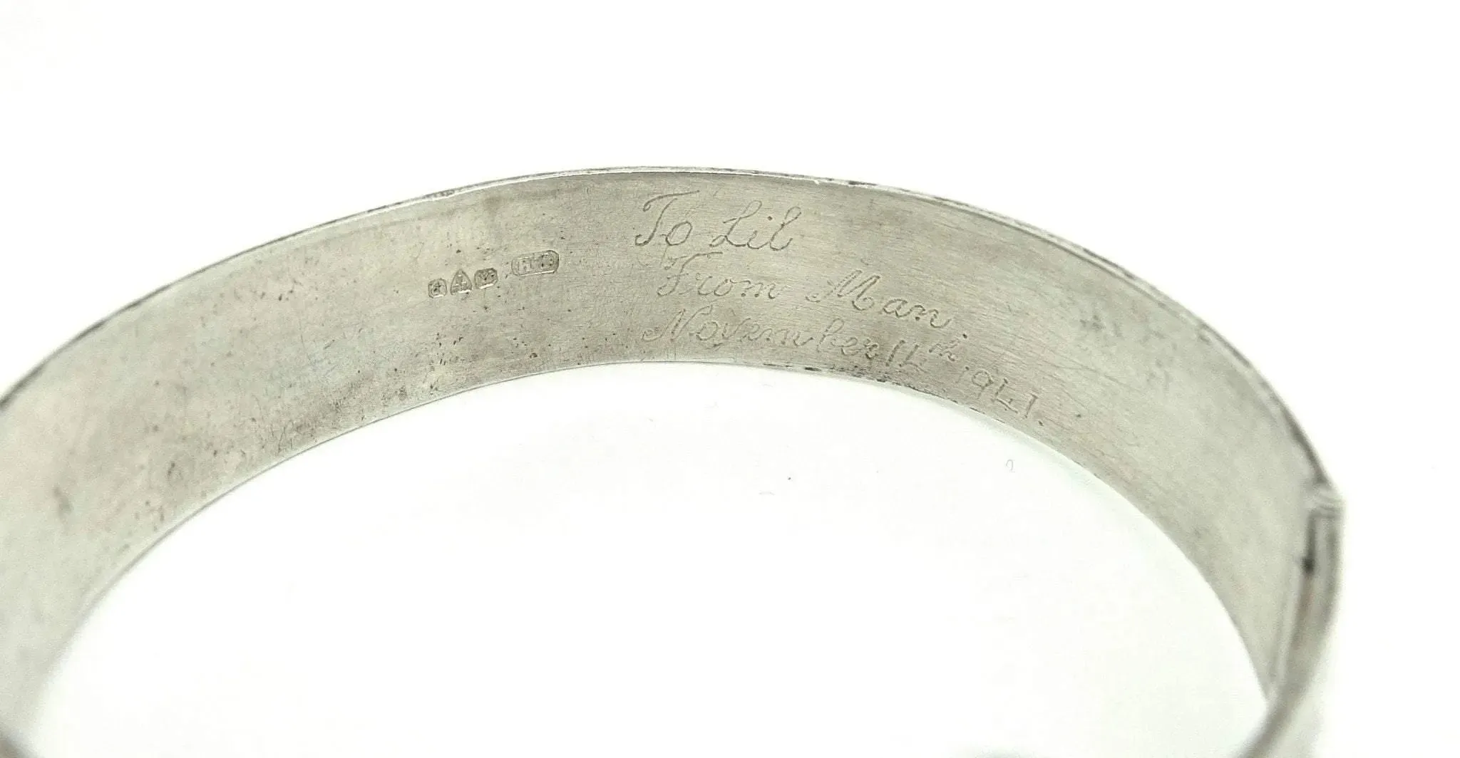 Antique Victorian 1864 Silver Buckle Bangle