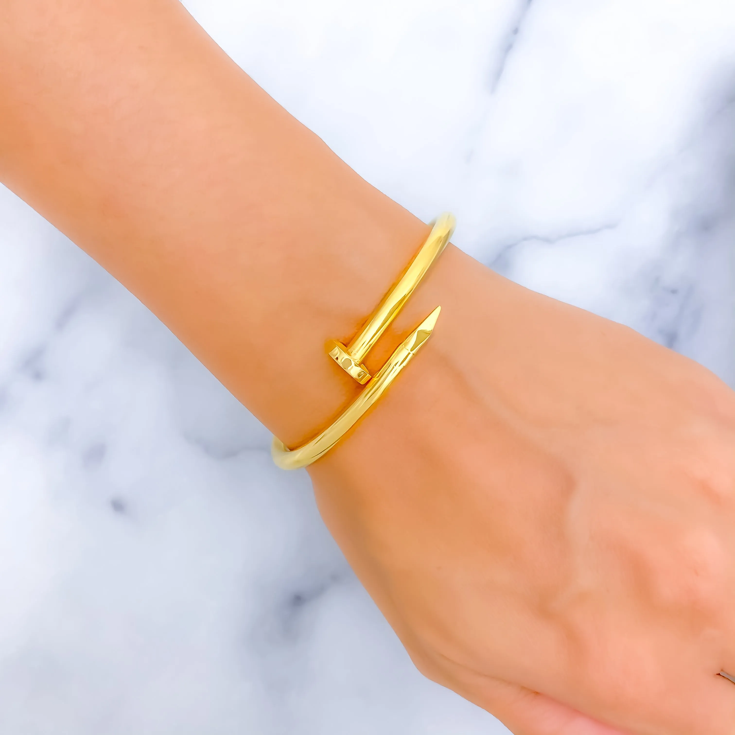 Attractive 22K Gold Nail Bangle Bracelet