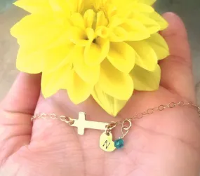 Baby Bracelet,First Communion Bracelet, Cross Bracelet, Personalized Cross Bracelet, natashaaloha