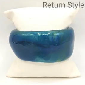 Blue Plastic Wide Bangle Bracelet