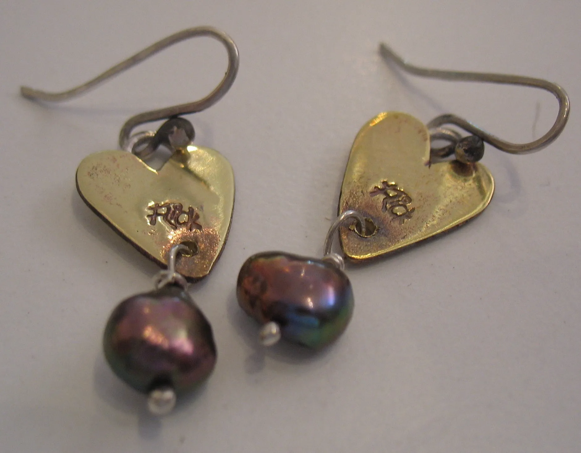 Brass heart with pearl drop