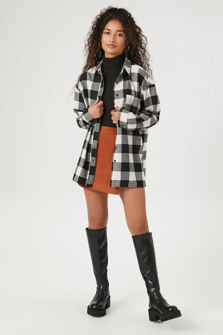 Buffalo Plaid Drop-Sleeve Shirt