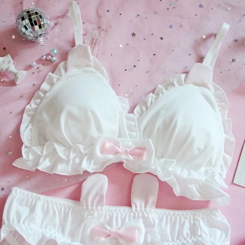 Bunny Ear Kawaii Nymphet Ruffle Lolita Lingerie Set