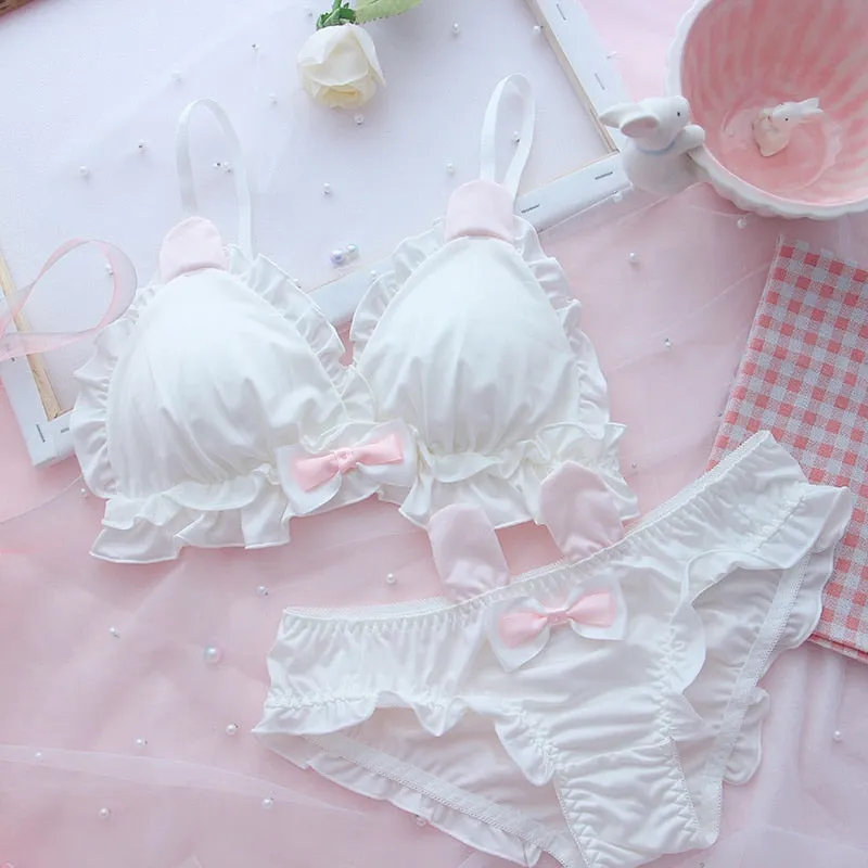 Bunny Ear Kawaii Nymphet Ruffle Lolita Lingerie Set