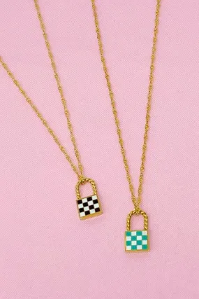 Checkered Locket Necklace