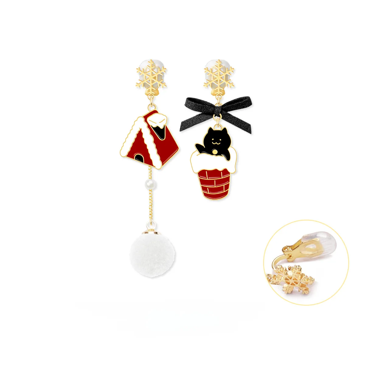 Christmas Earrings Cute Asymmetric Ear Clips LJC5