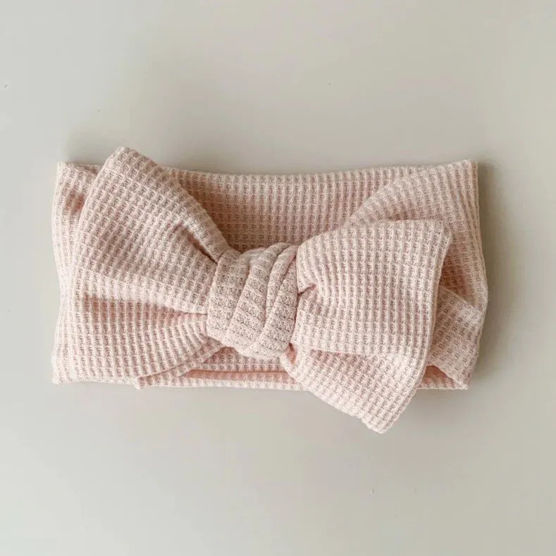 Chunky Waffle Bow Headband | Beige