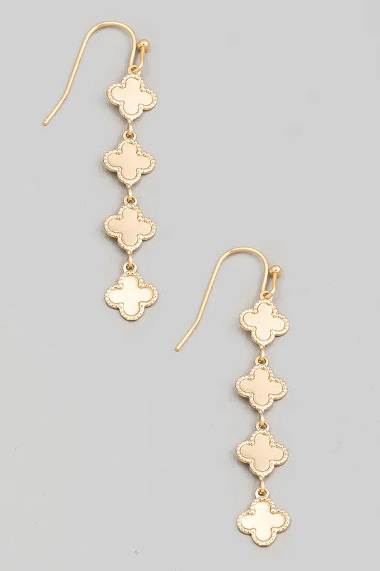 Clover Metallic Chain Drop Earring