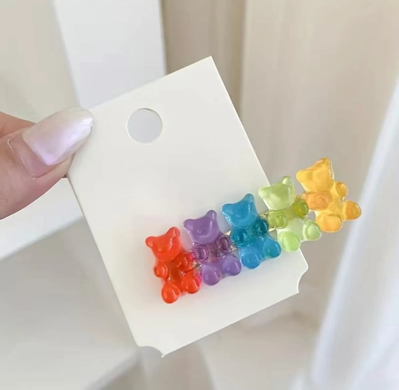 Colorful Gummy Bear Hair Clip, Hair Accessory, Women,5 Color & 6 Color,Rainbow,