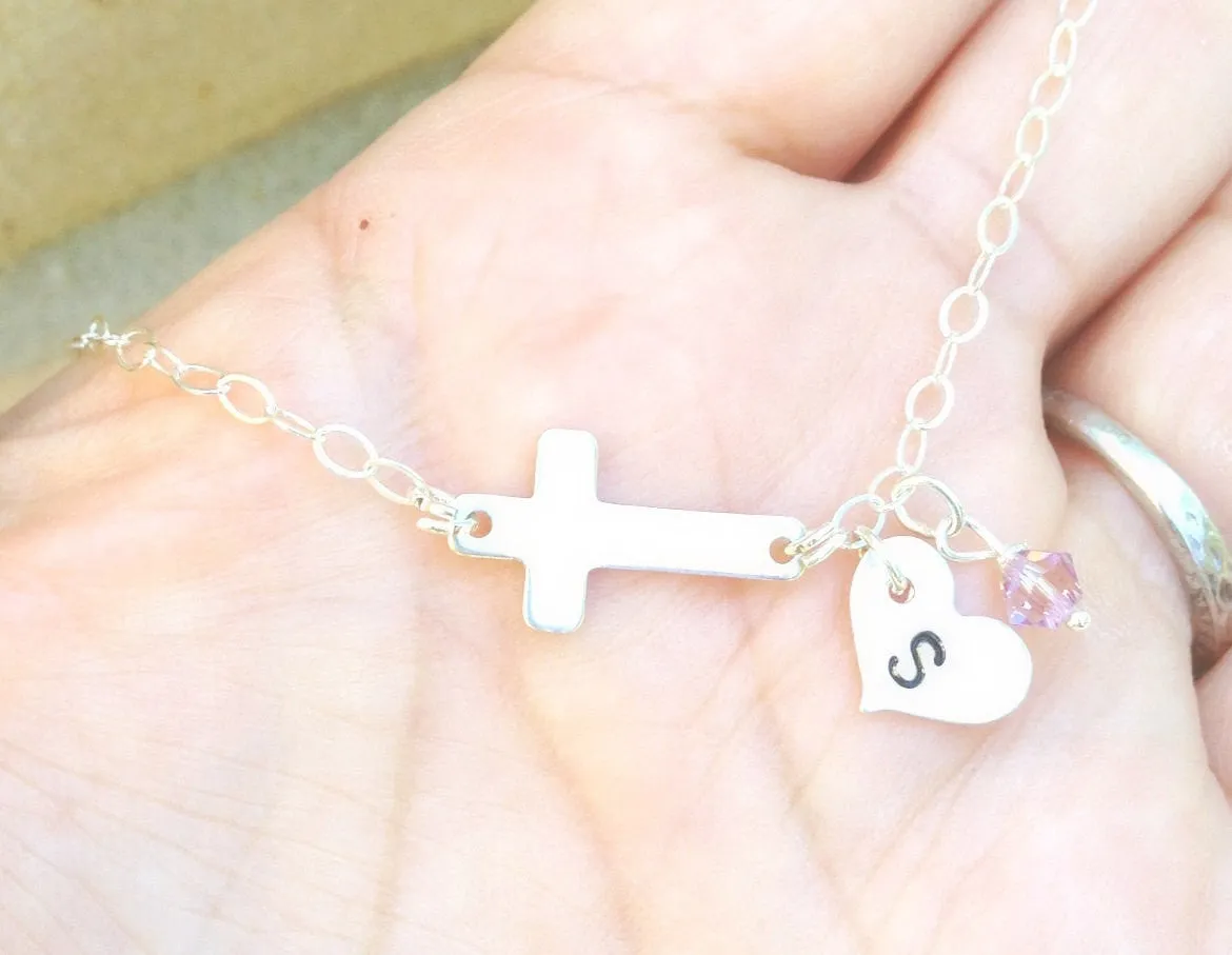 cross bracelet, initial bracelet,childrens bracelet, first communion, cross jewelry, baby bracelet, babies first bracelet