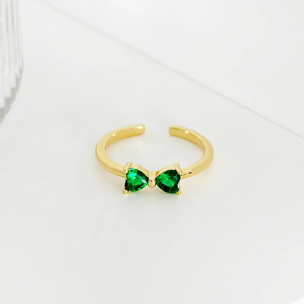 Crystal Bow Ring - Green