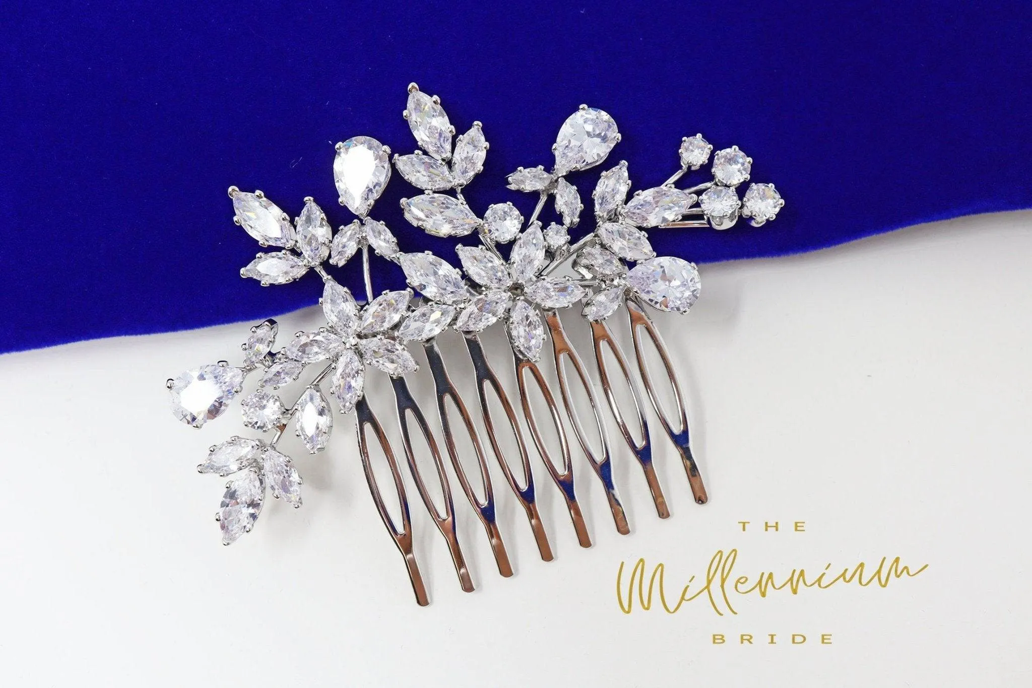 Cubic Zirconia, Diamond Flower Vine Leaves Bridal Hair Comb, Bridal Hair Accessories, Wedding Hair Accessory, Bridal Hair Comb.