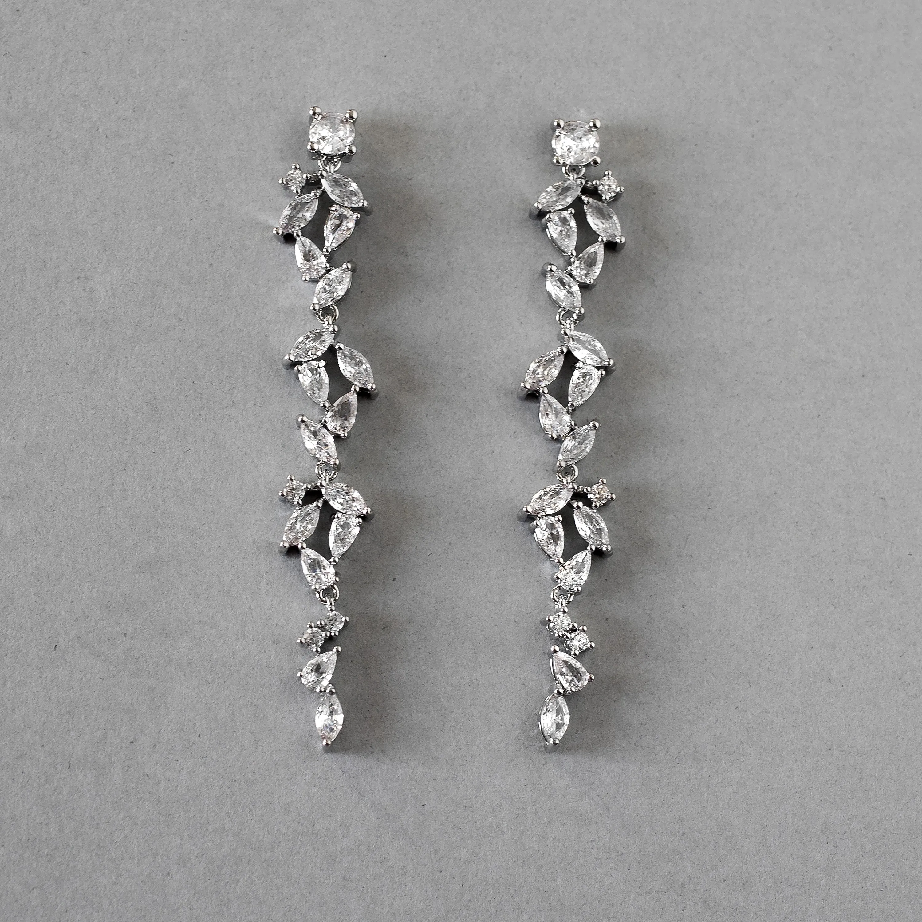 CZ Marquise Bridal Drop Earrings