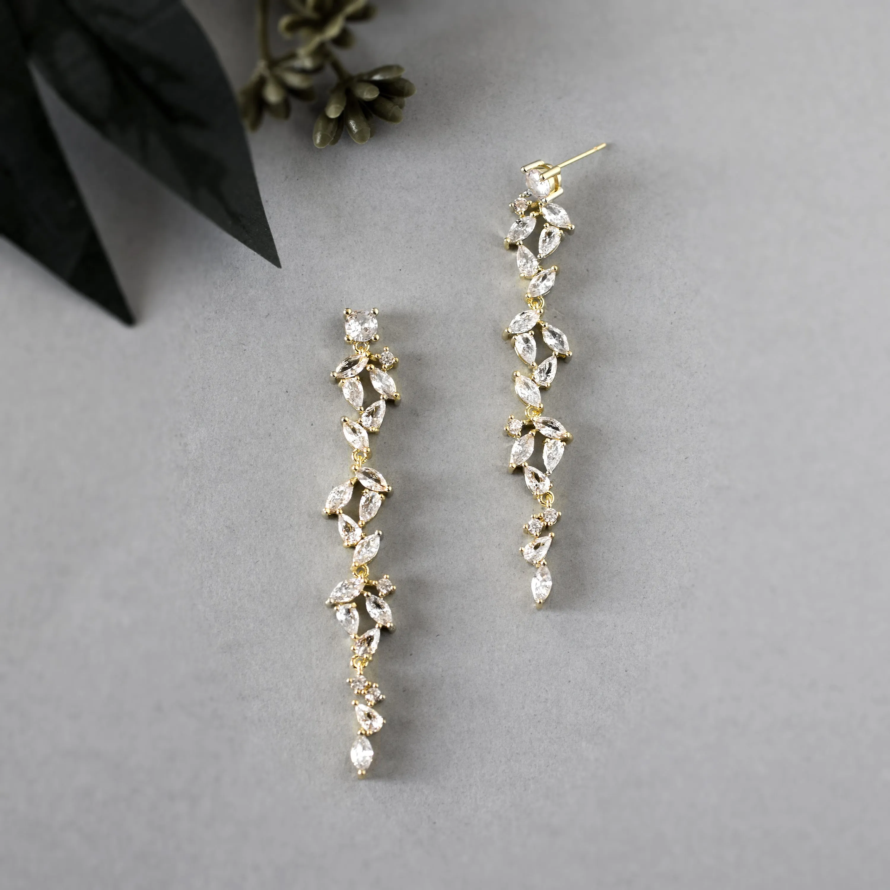 CZ Marquise Bridal Drop Earrings