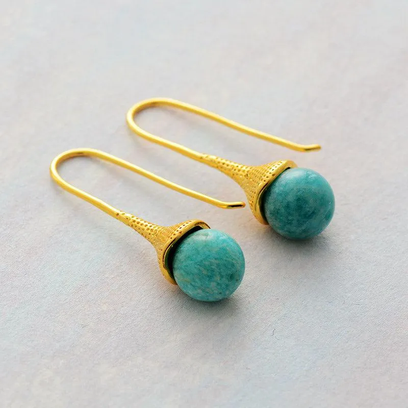 Dhin Natural Amazonite Drop Earrings