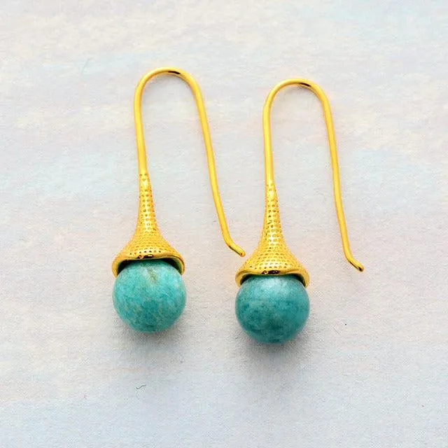 Dhin Natural Amazonite Drop Earrings