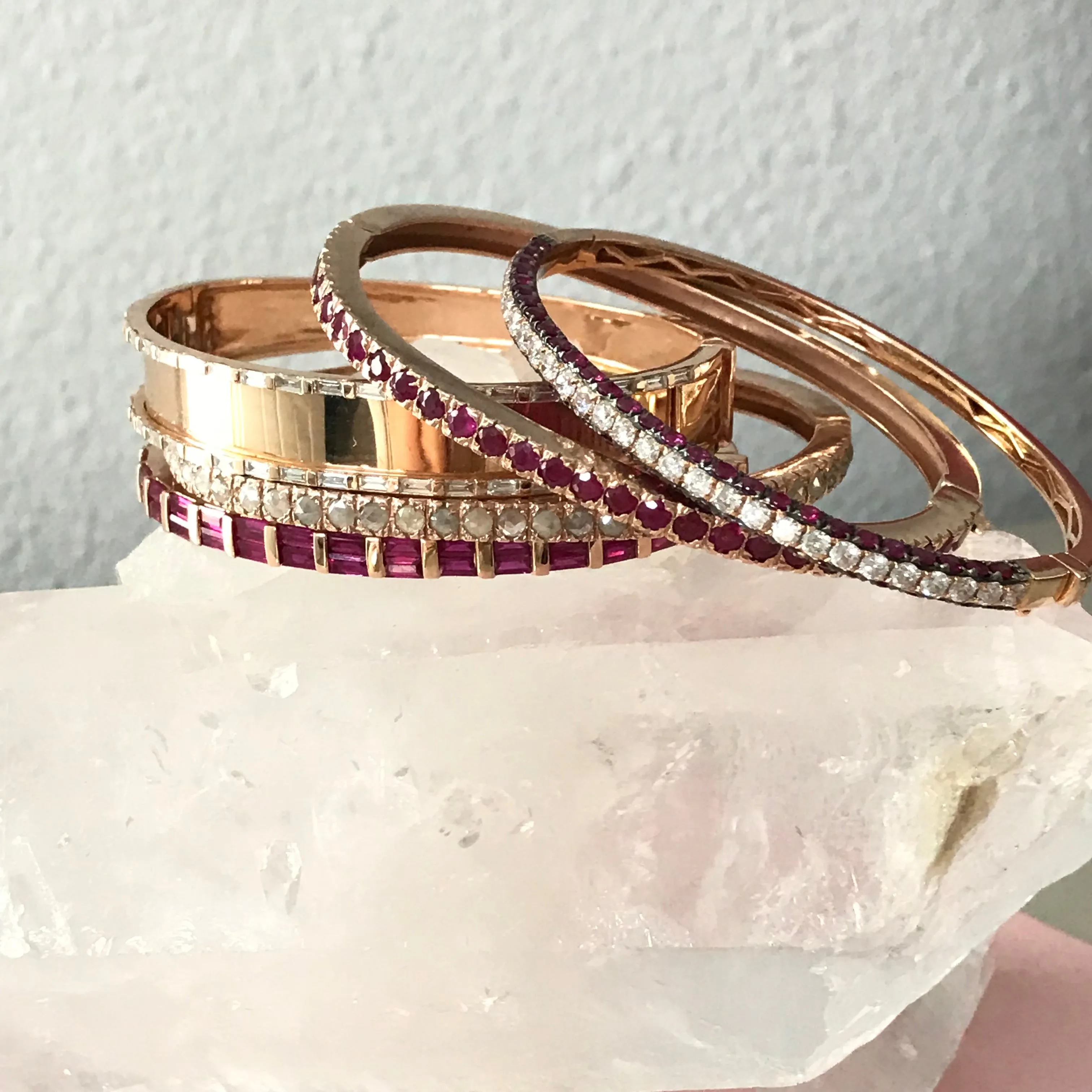 Diamond & Gemstone 3 Sided Bangle