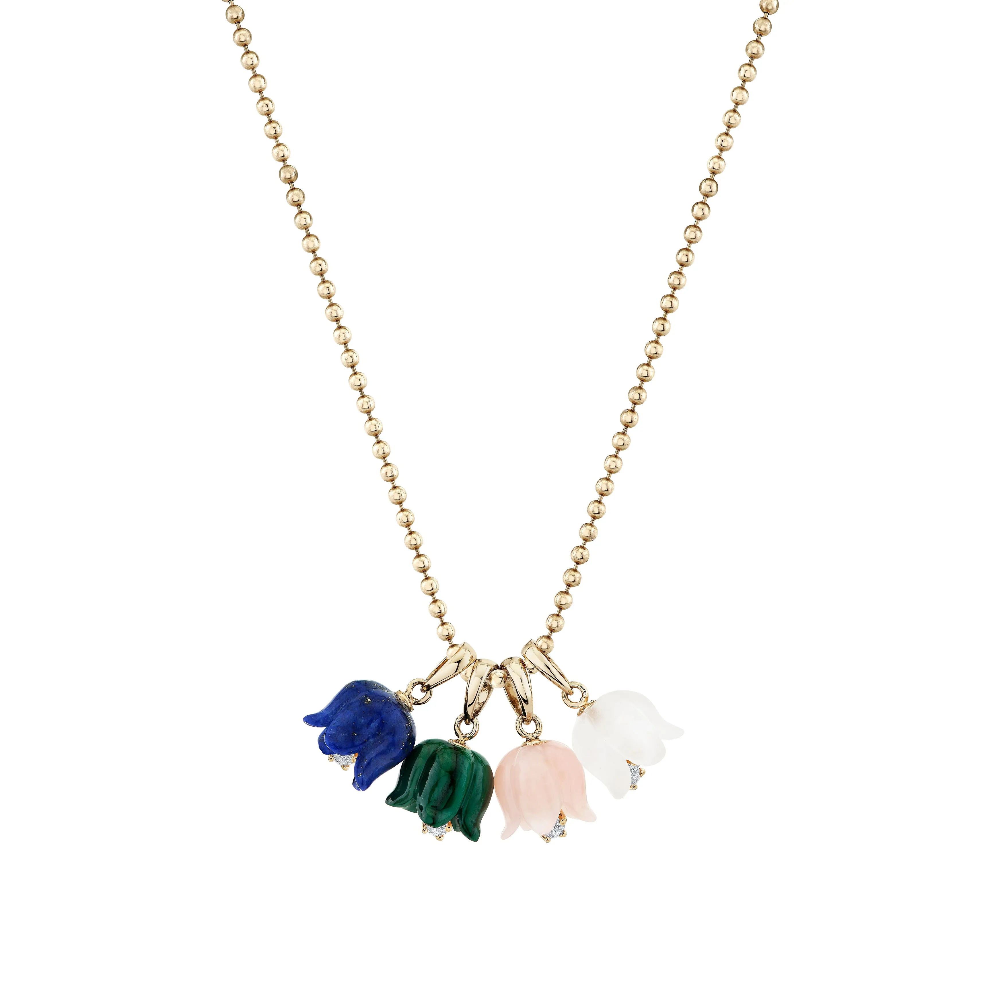 Diamond Floret Lapis Pendant