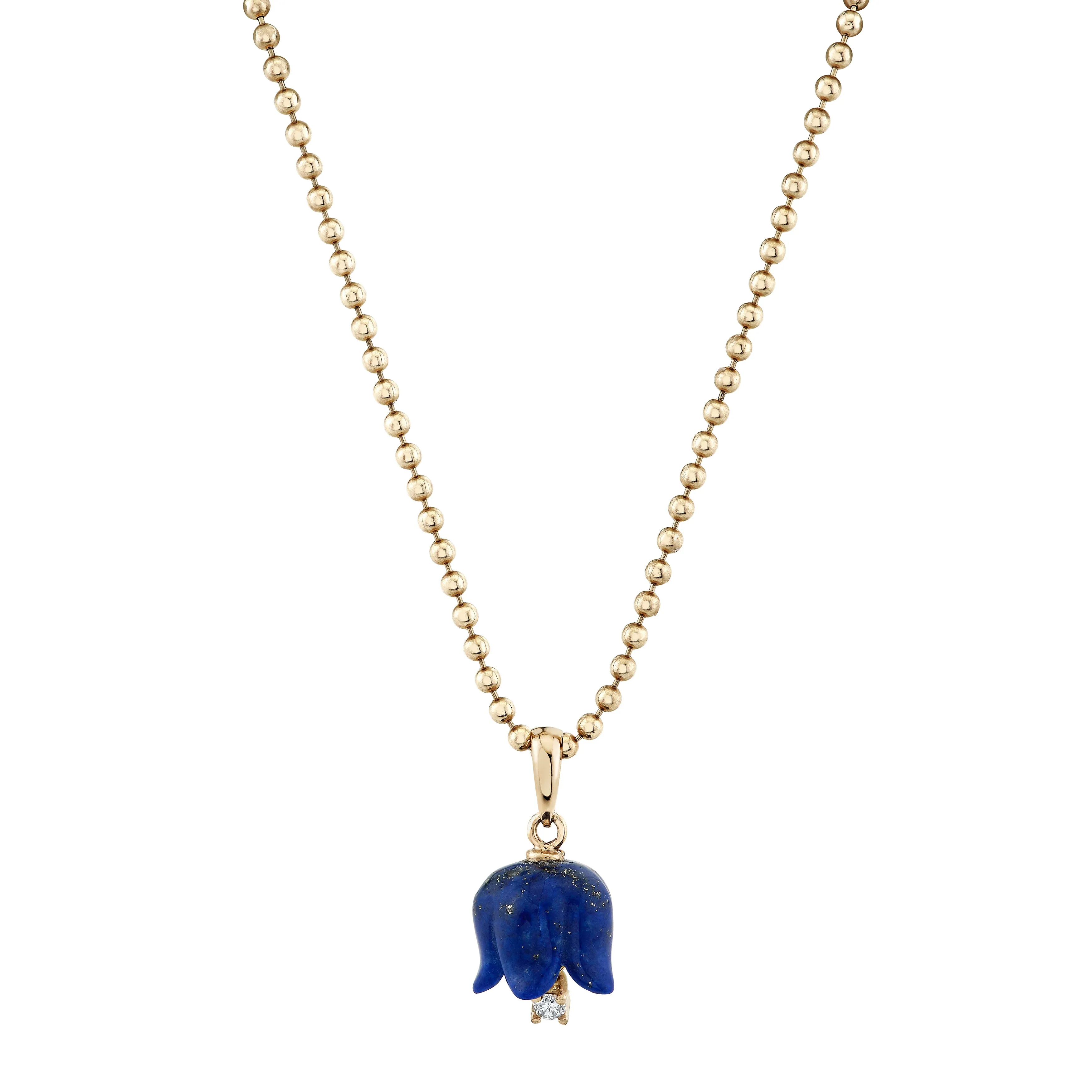 Diamond Floret Lapis Pendant