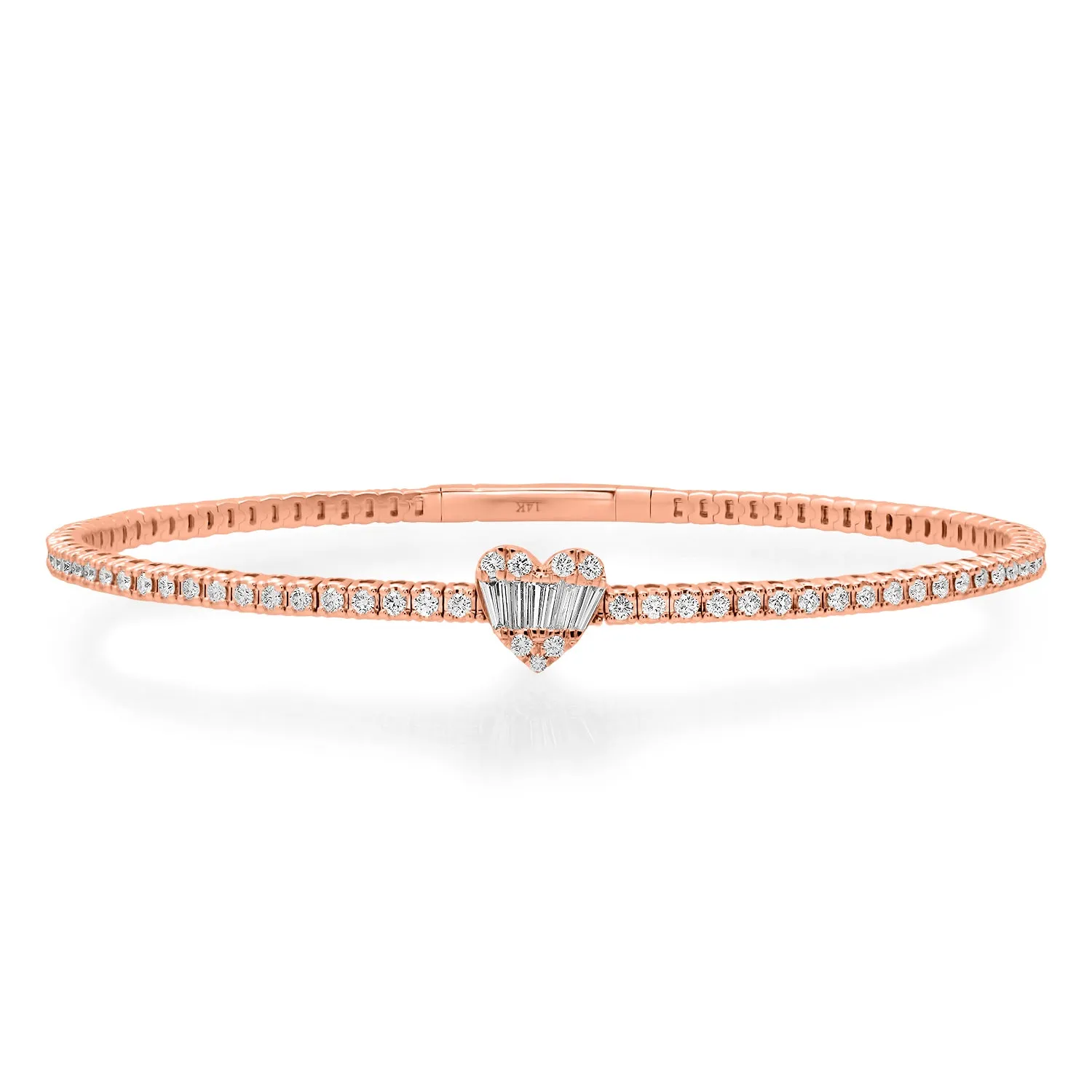 Diamond Illusion Heart Flex Bangle Bracelet