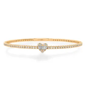 Diamond Illusion Heart Flex Bangle Bracelet