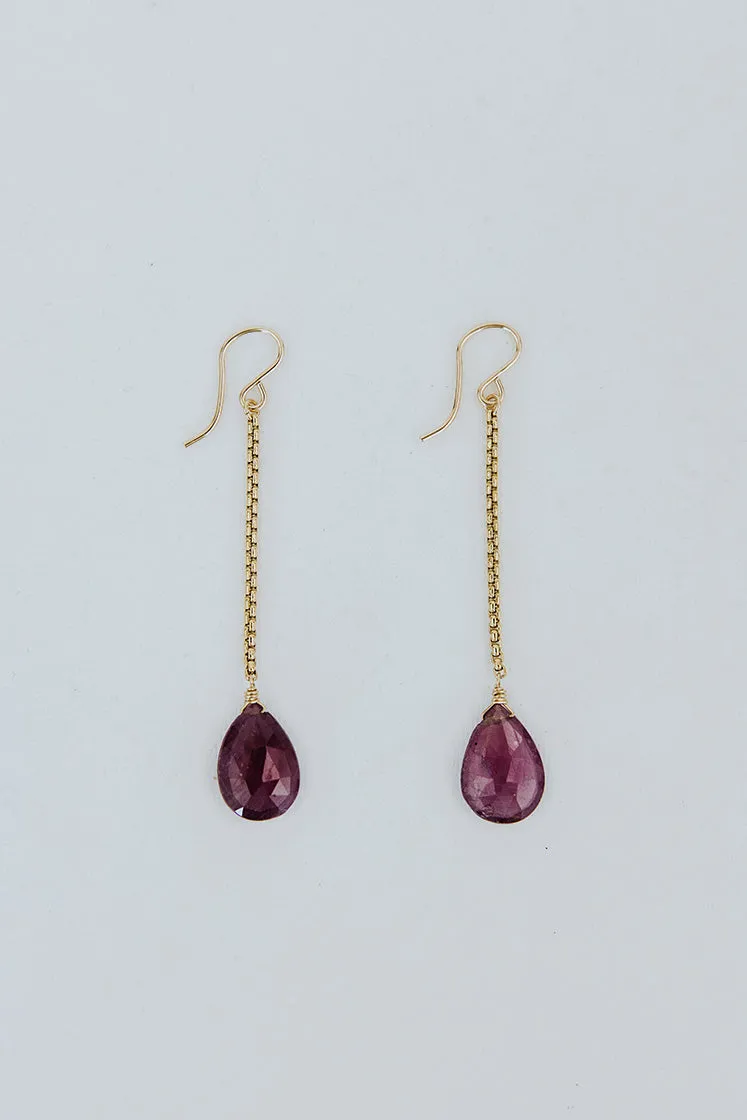 Drop Chain Earrings - Sapphire