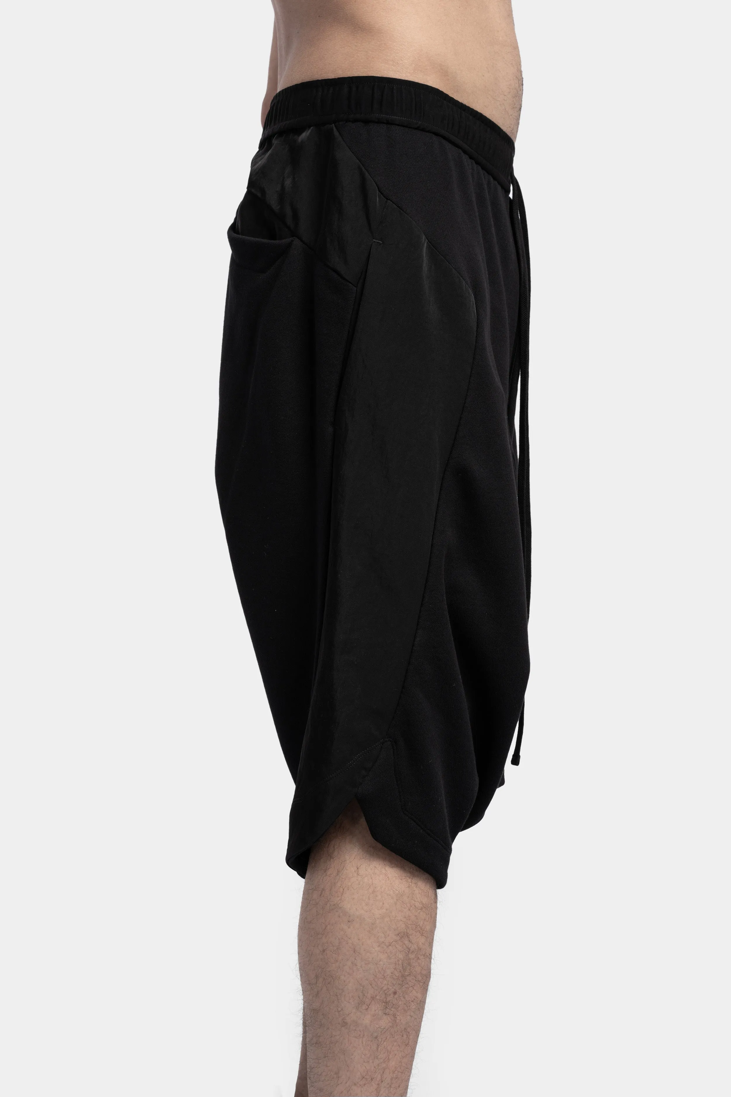 Drop crotch sweat cotton shorts