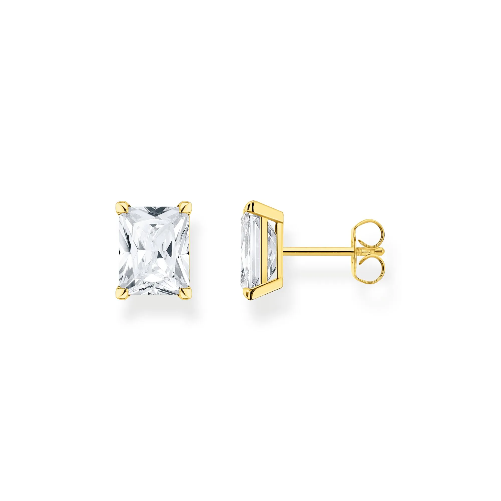 Ear studs white stone gold