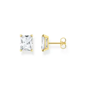 Ear studs white stone gold