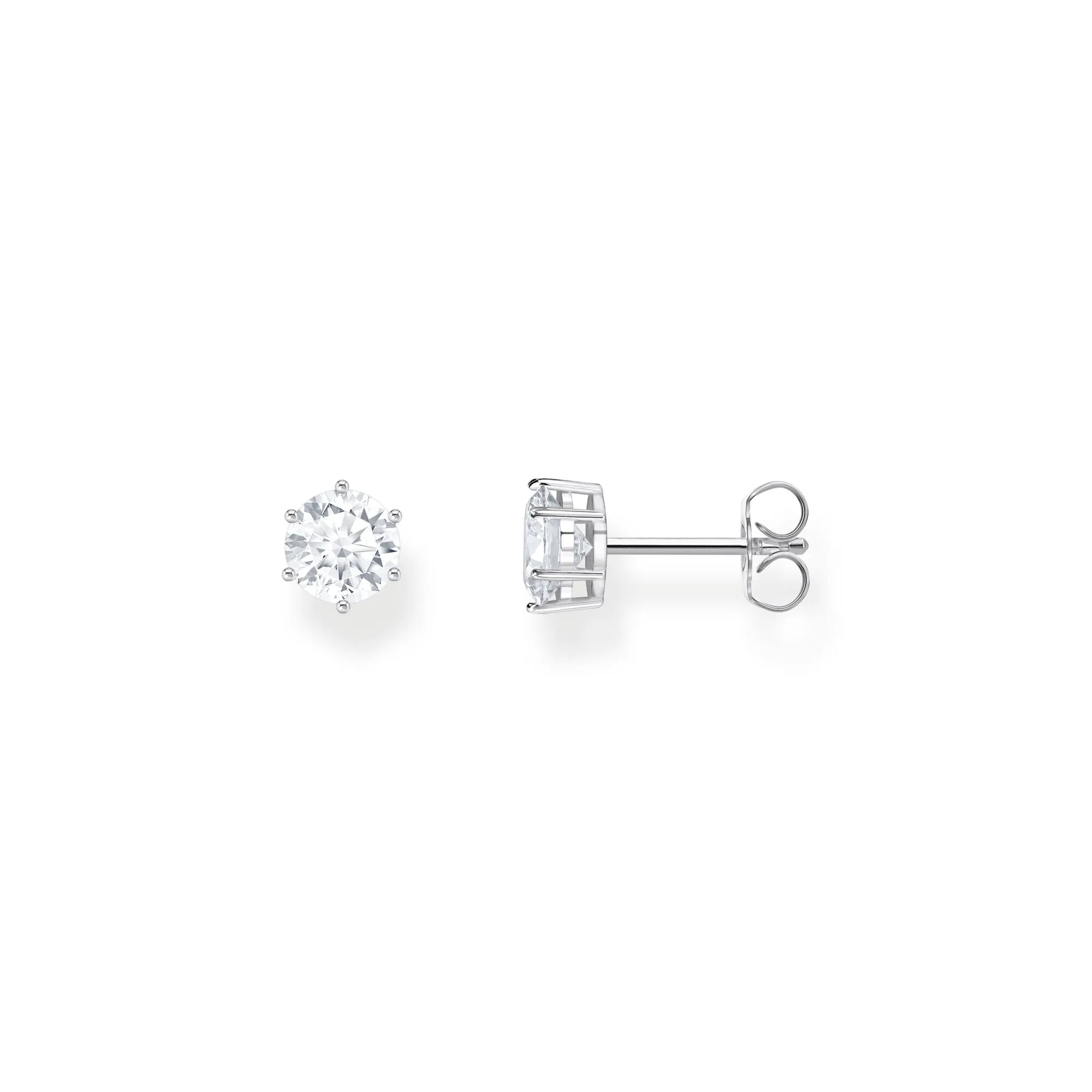 Ear studs with white zirconia in brilliant cut