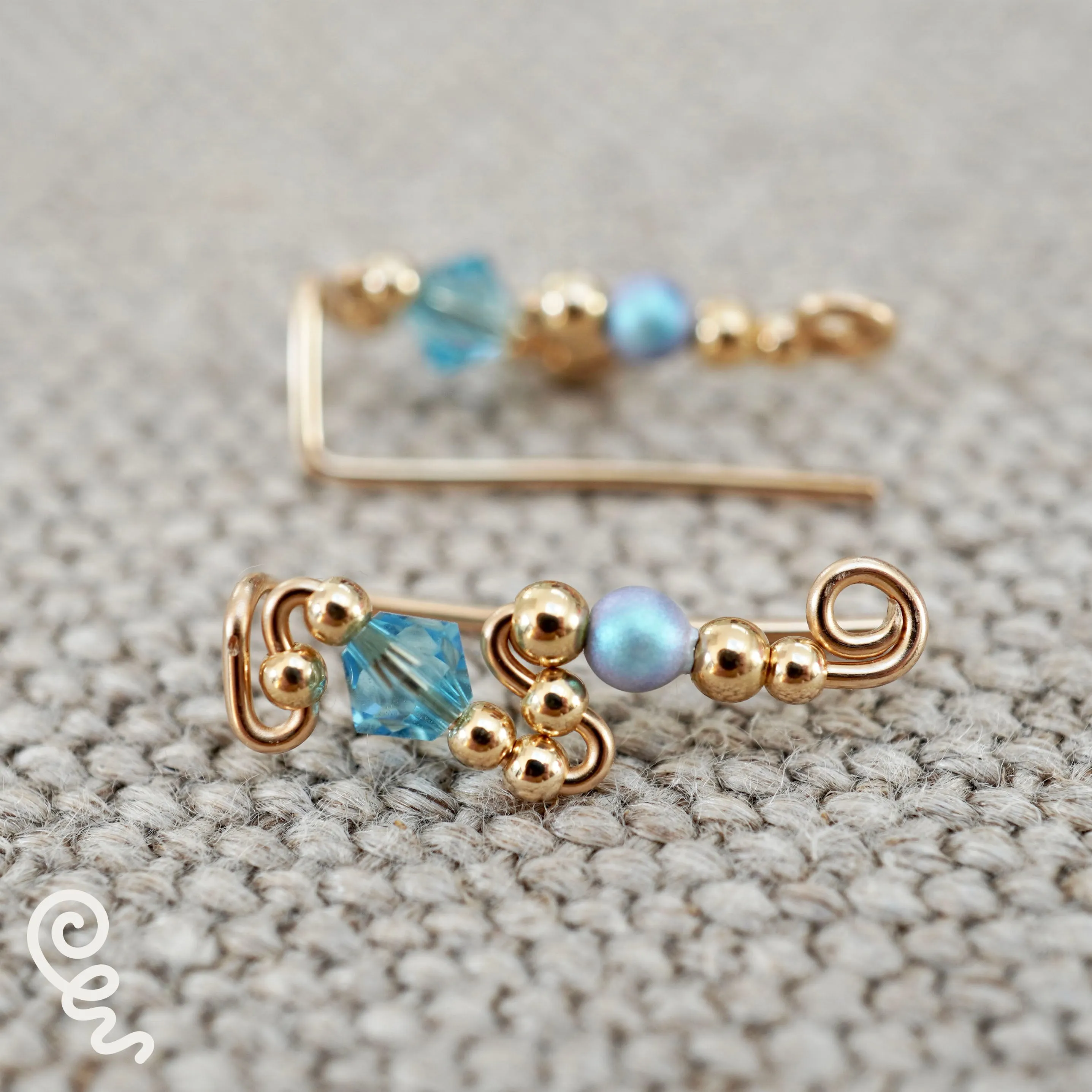 Ear Wings Aquamarine 14ct Yellow Gold