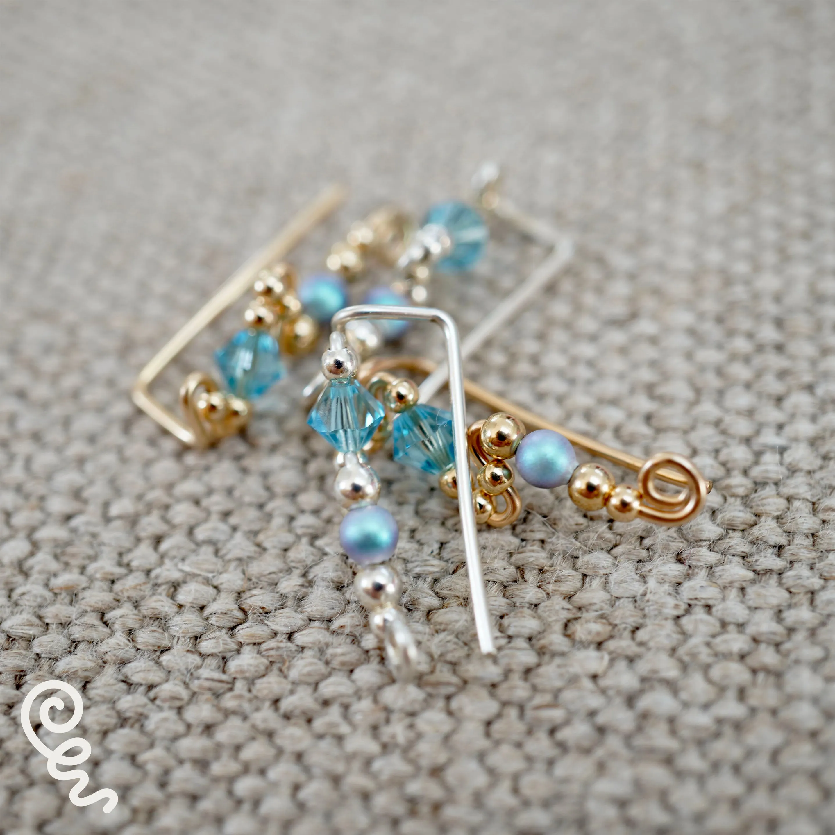 Ear Wings Aquamarine 14ct Yellow Gold