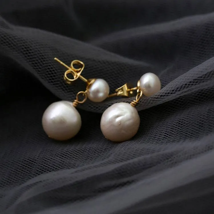 ELLE White Pearl Drop Earrings