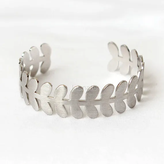 Flower Stem Bangle / Leaf bracelet