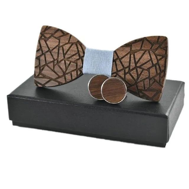 Fracture Wood Bow Tie Set