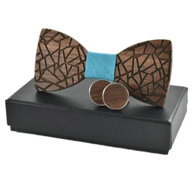 Fracture Wood Bow Tie Set