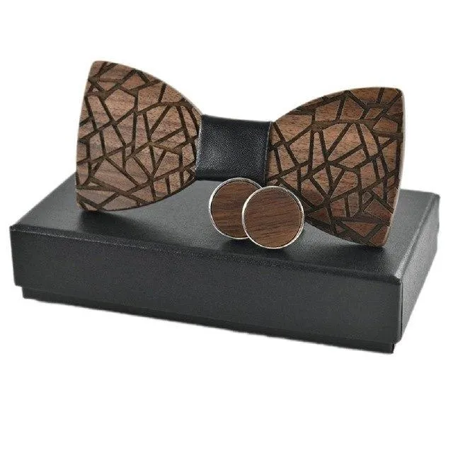 Fracture Wood Bow Tie Set