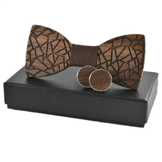 Fracture Wood Bow Tie Set