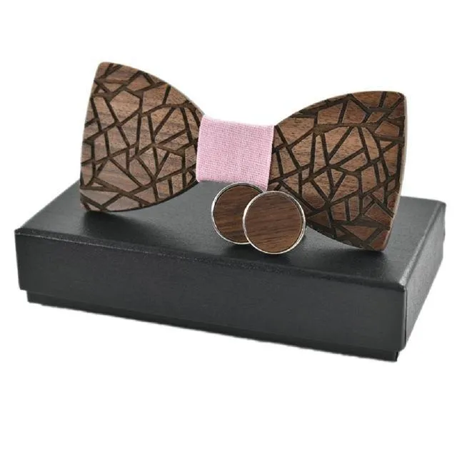 Fracture Wood Bow Tie Set