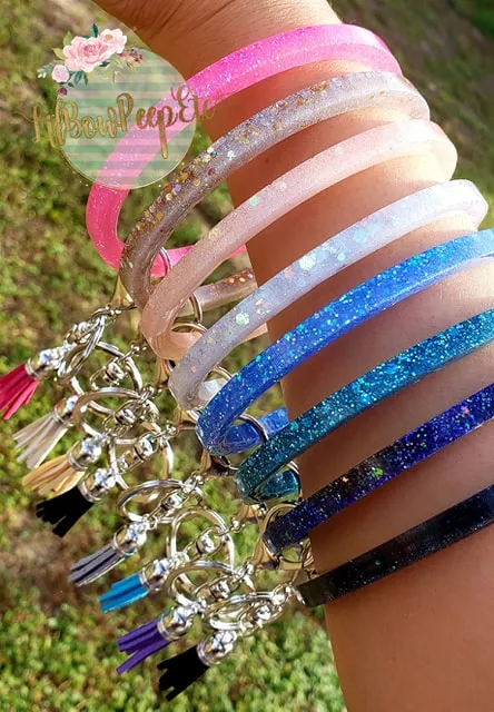 Glitter Bangle Bracelet Keychain