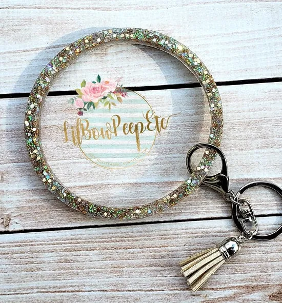 Glitter Bangle Bracelet Keychain