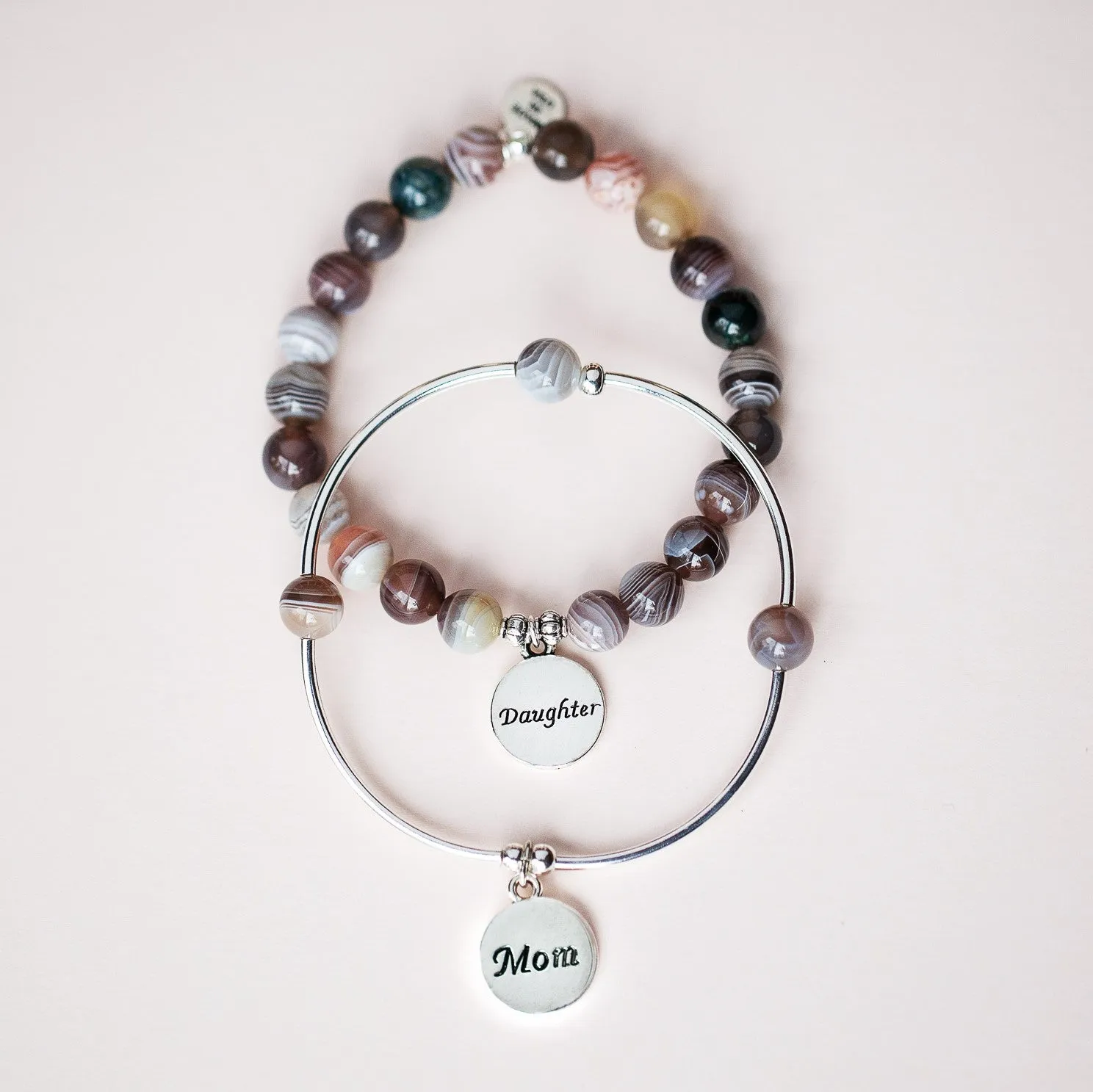 Godmother | Soft Bangle Charm Bracelet | Hematite