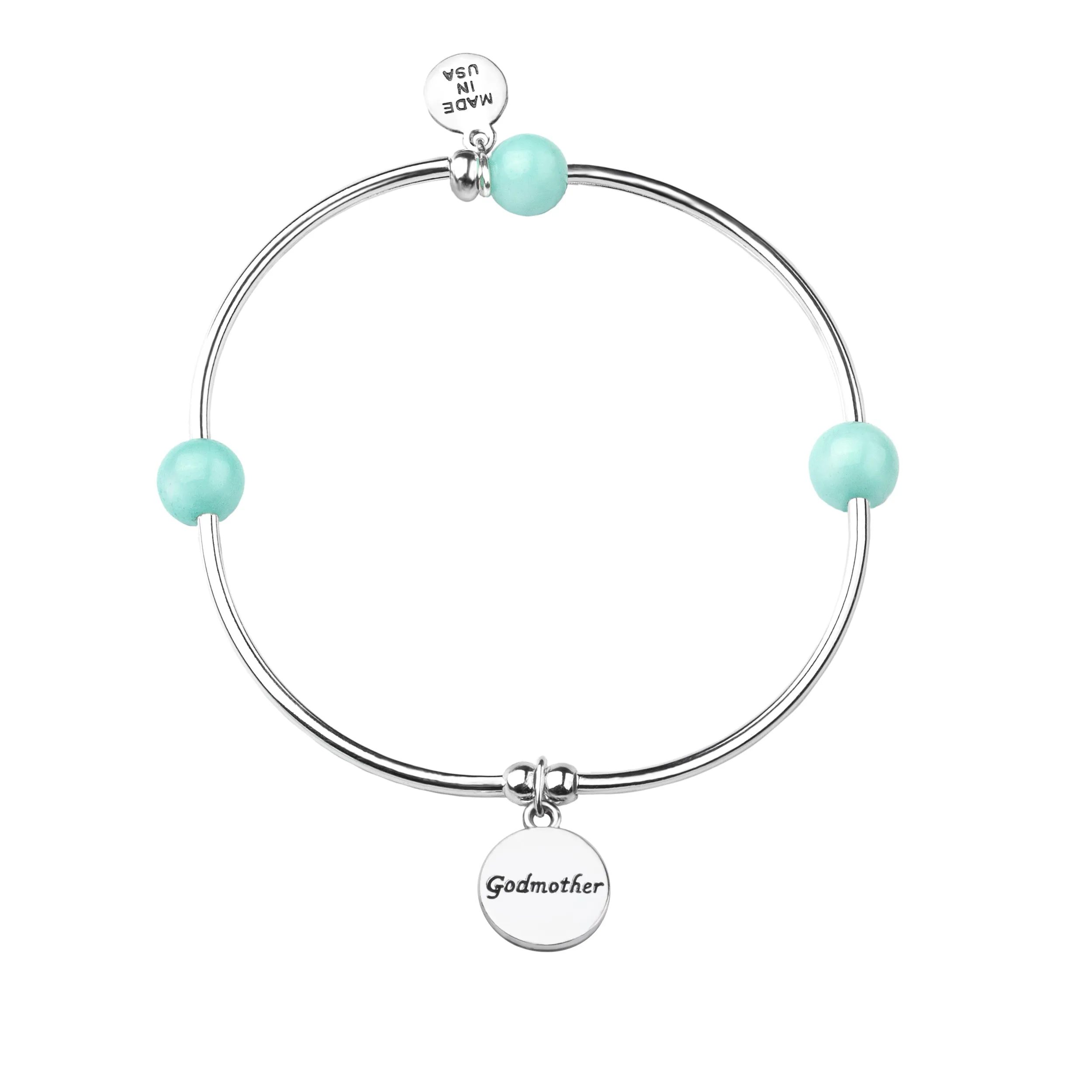 Godmother | Soft Bangle Charm Bracelet | Tiffany Blue Agate