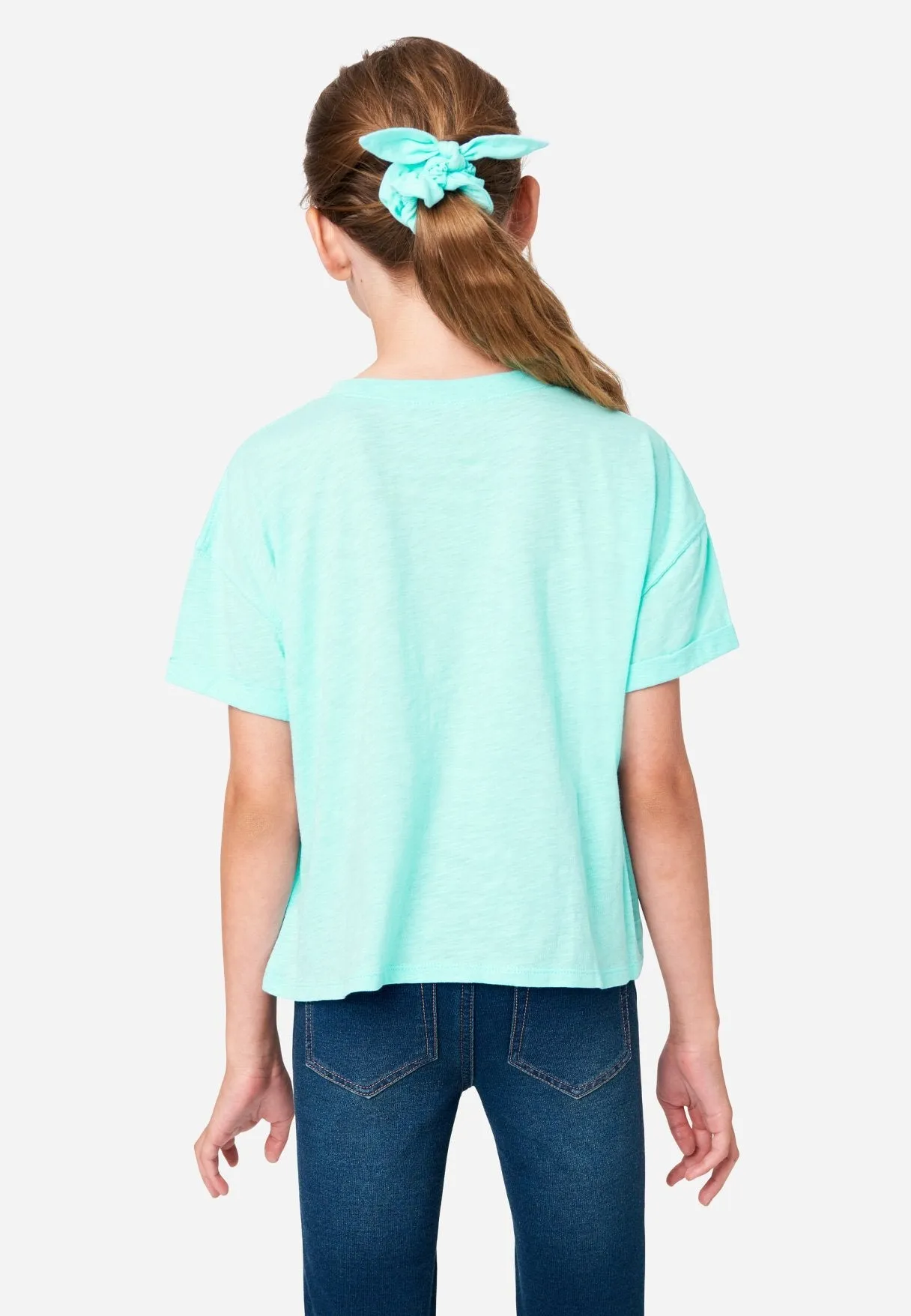 Graphic Tie-Front Tee & Hair Tie